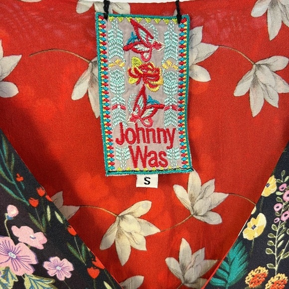 Johnny Was Angie Shrug Striped Floral Print V Neckline Button Down Blouse Small - Picture 5 of 10